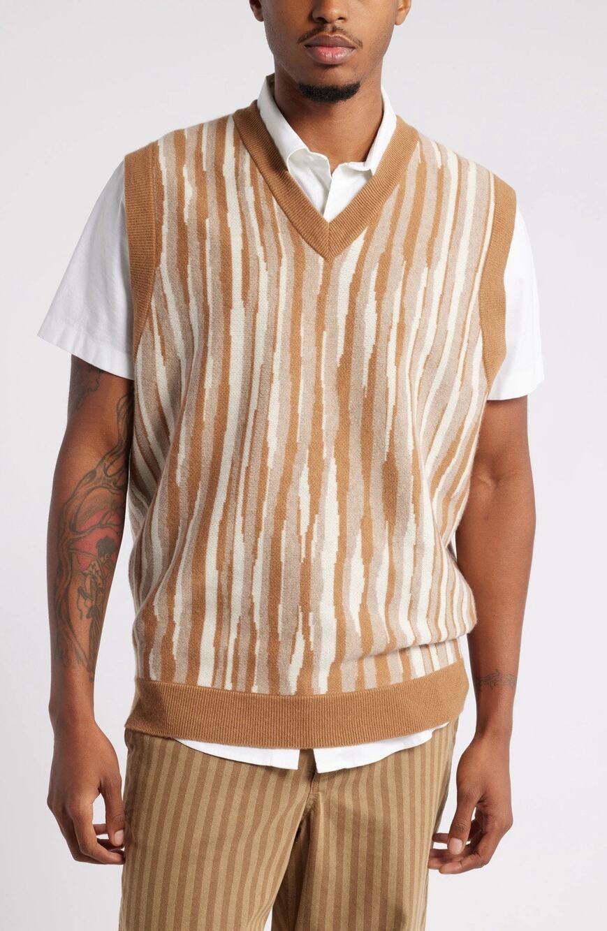 House of Aama Etched Vest Nordstrom x Harlem's Fashion Row Cashmere Blnd NWT Xxl